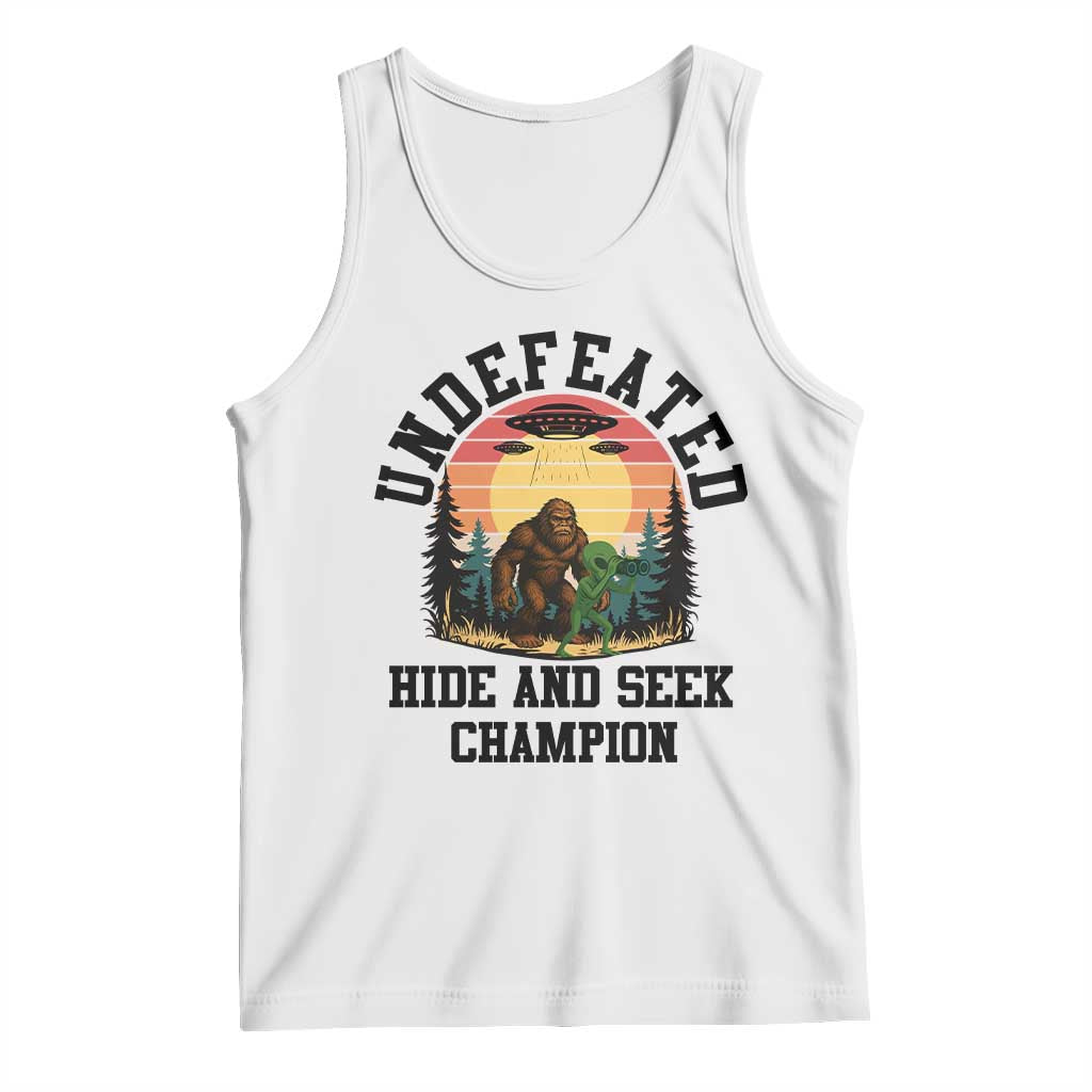 Funny Bigfoot And Alien Gift Tank Top Undefeated Hide And Seek Champion TS12 White Print Your Wear