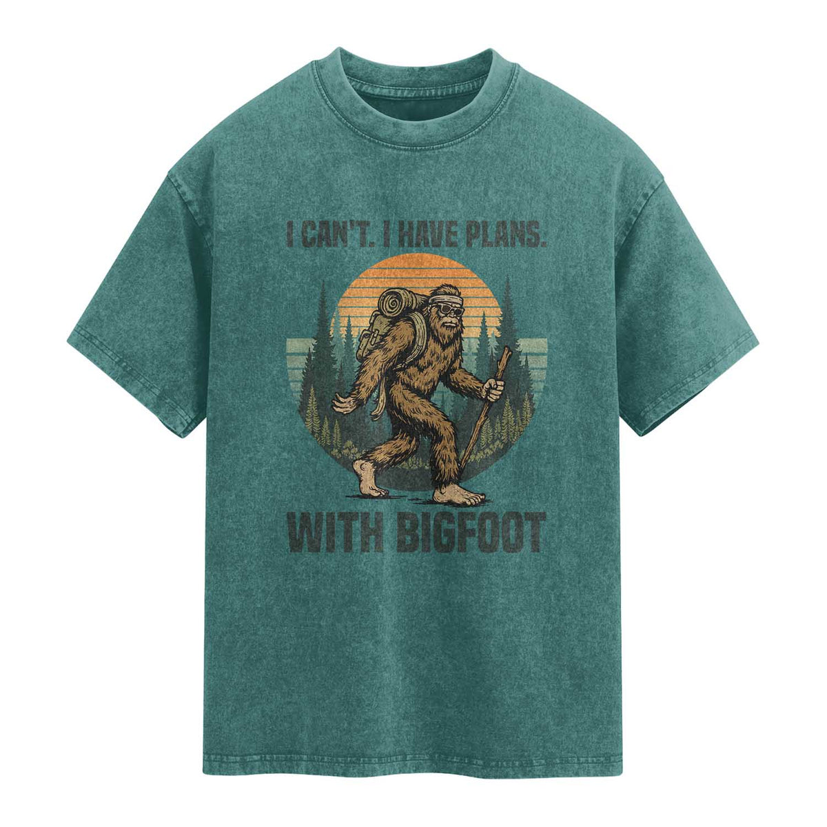 I Cant I Have Plans With Bigfoot Washed Cotton T-Shirt Funny Cryptid Lover Gift