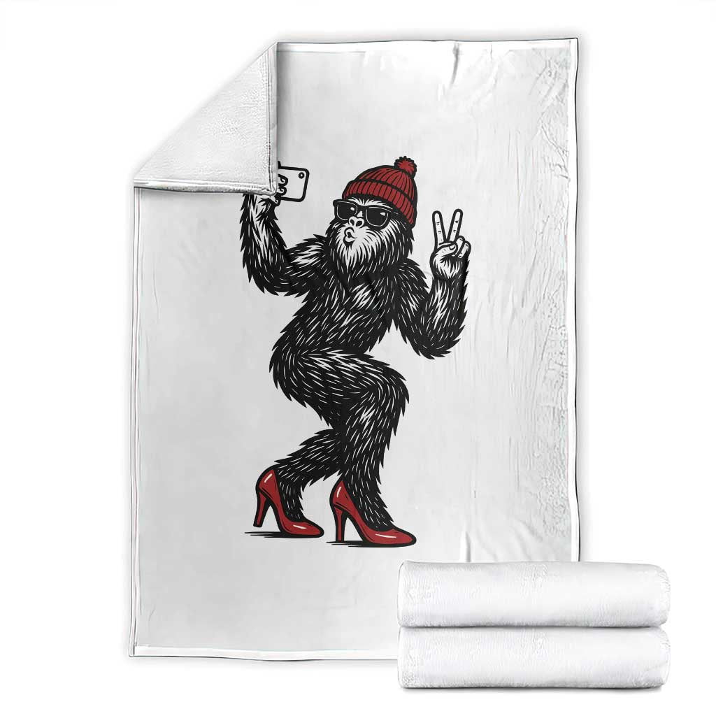 Funny Sexy Bigfoot Selfie Throw Blanket Sasquatch Lover Gift TS12 White Print Your Wear