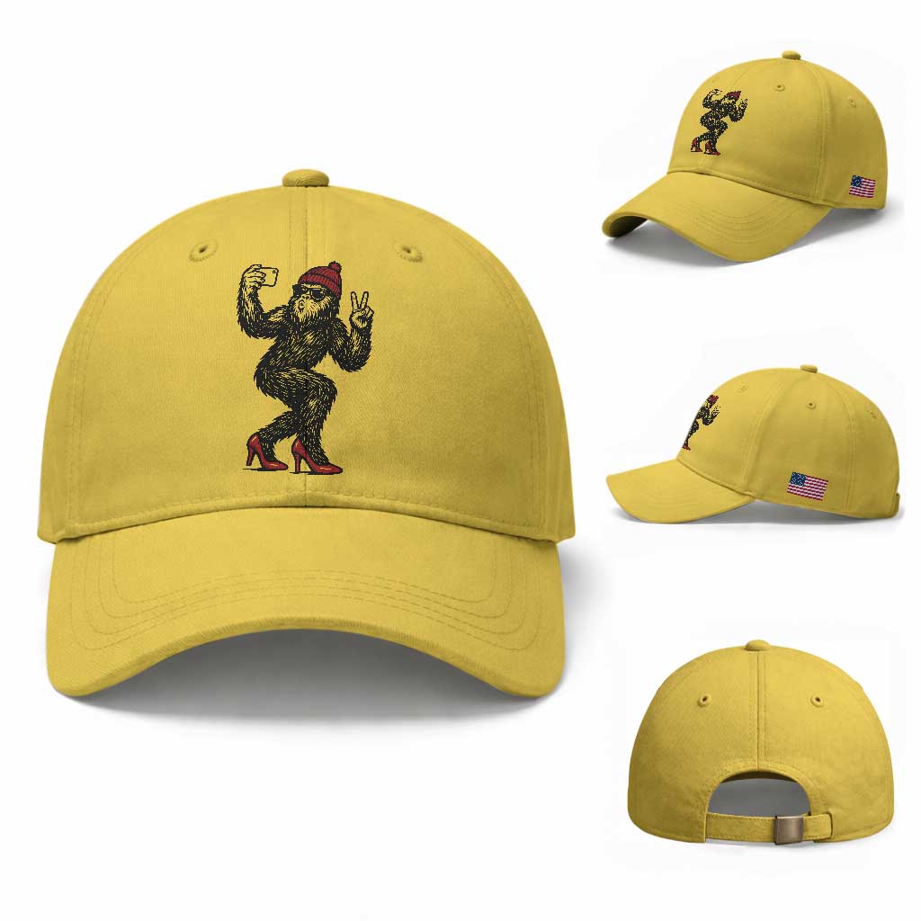 Funny Sexy Bigfoot Selfie Baseball Cap Sasquatch Lover Gift TS12 Baseball Cap Universal Fit Yellow Print Your Wear