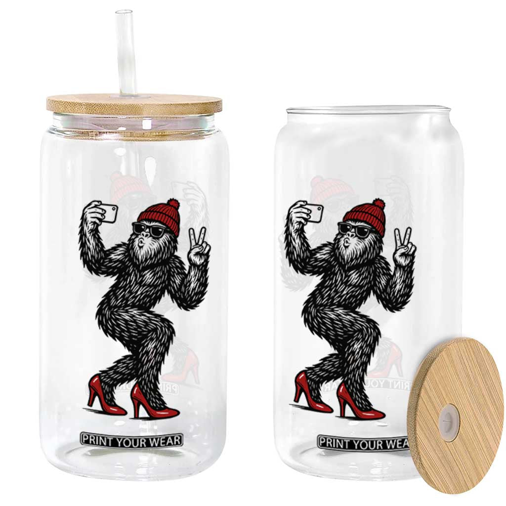 Funny Sexy Bigfoot Selfie Glass Can Sasquatch Lover Gift TS12 Print Your Wear