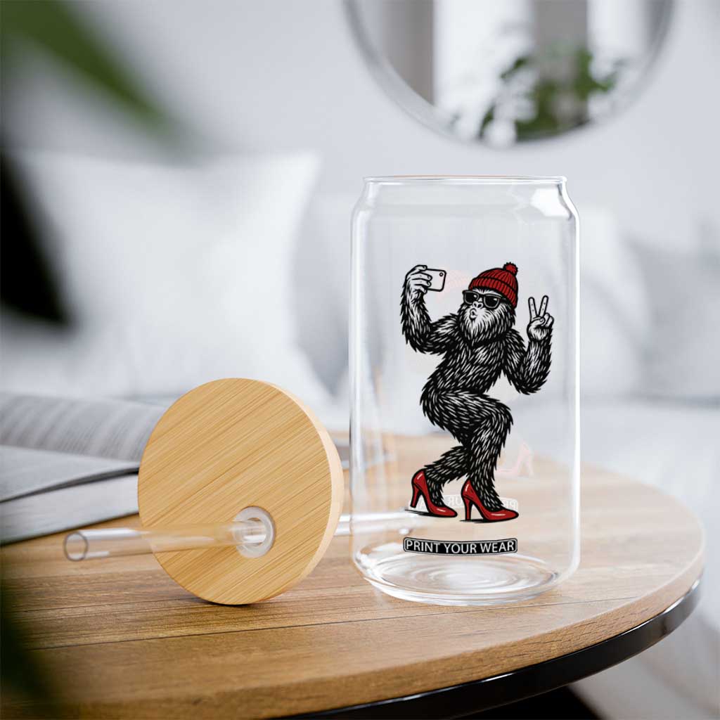 Funny Sexy Bigfoot Selfie Glass Can Sasquatch Lover Gift TS12 Print Your Wear