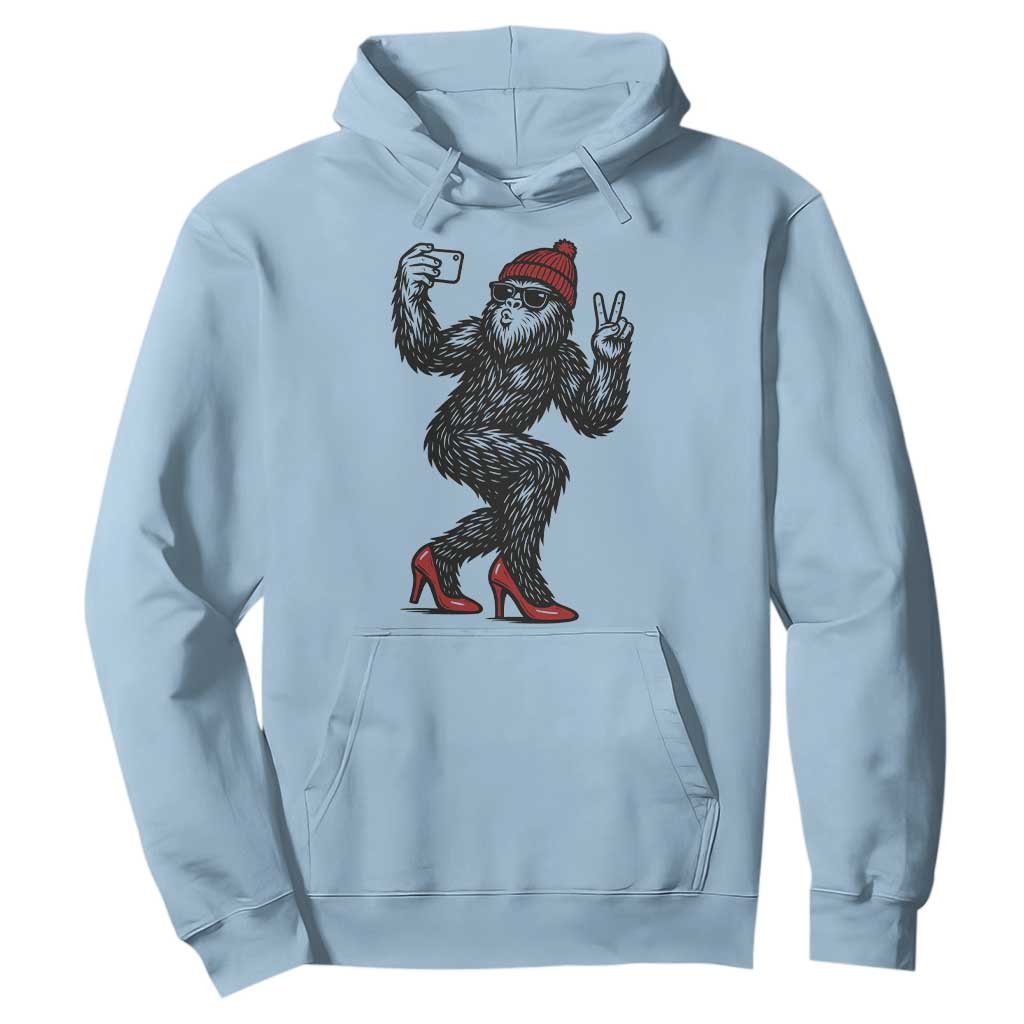 Funny Sexy Bigfoot Selfie Hoodie Sasquatch Lover Gift TS12 Light Blue Print Your Wear