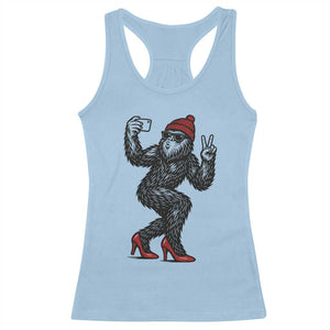 Funny Sexy Bigfoot Selfie Racerback Tank Top Sasquatch Lover Gift TS12 Light Blue Print Your Wear