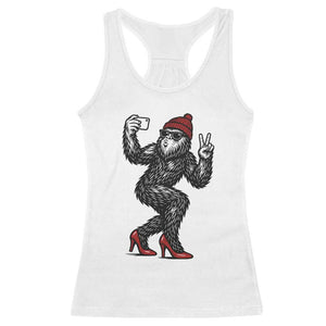 Funny Sexy Bigfoot Selfie Racerback Tank Top Sasquatch Lover Gift TS12 White Print Your Wear
