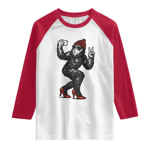 Funny Sexy Bigfoot Selfie Raglan Shirt Sasquatch Lover Gift TS12 White Red Print Your Wear