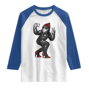 Funny Sexy Bigfoot Selfie Raglan Shirt Sasquatch Lover Gift TS12 White Royal Print Your Wear