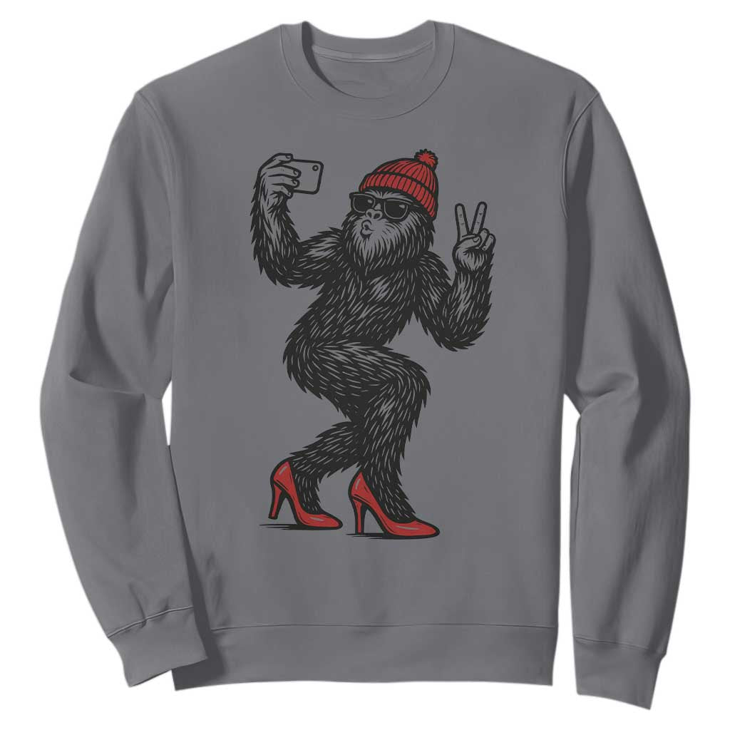 Funny Sexy Bigfoot Selfie Sweatshirt Sasquatch Lover Gift TS12 Charcoal Print Your Wear