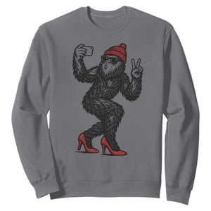 Funny Sexy Bigfoot Selfie Sweatshirt Sasquatch Lover Gift TS12 Charcoal Print Your Wear