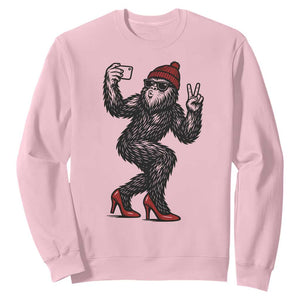 Funny Sexy Bigfoot Selfie Sweatshirt Sasquatch Lover Gift TS12 Light Pink Print Your Wear