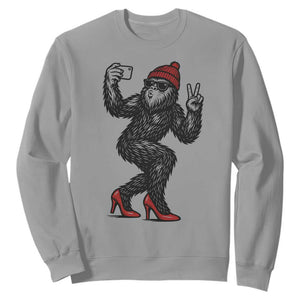 Funny Sexy Bigfoot Selfie Sweatshirt Sasquatch Lover Gift TS12 Sport Gray Print Your Wear