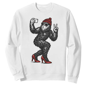 Funny Sexy Bigfoot Selfie Sweatshirt Sasquatch Lover Gift TS12 White Print Your Wear