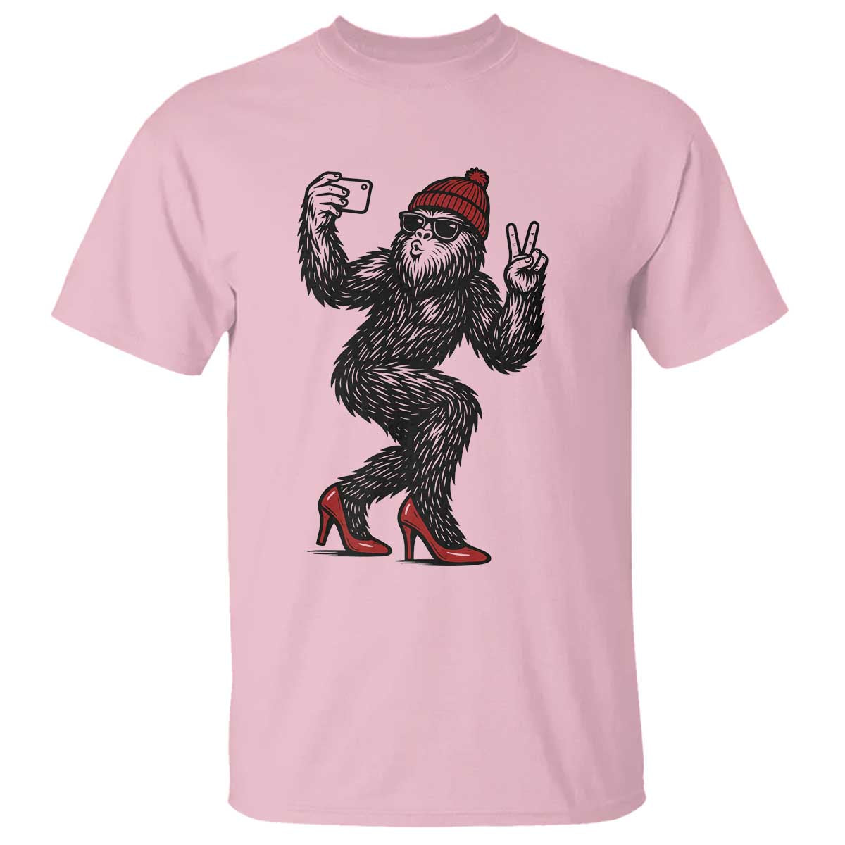 Funny Sexy Bigfoot Selfie T Shirt Sasquatch Lover Gift TS12 Light Pink Print Your Wear