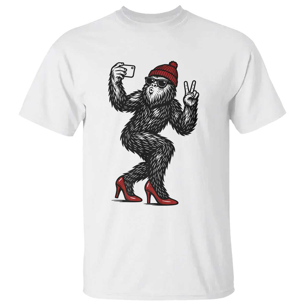 Funny Sexy Bigfoot Selfie T Shirt Sasquatch Lover Gift TS12 White Print Your Wear