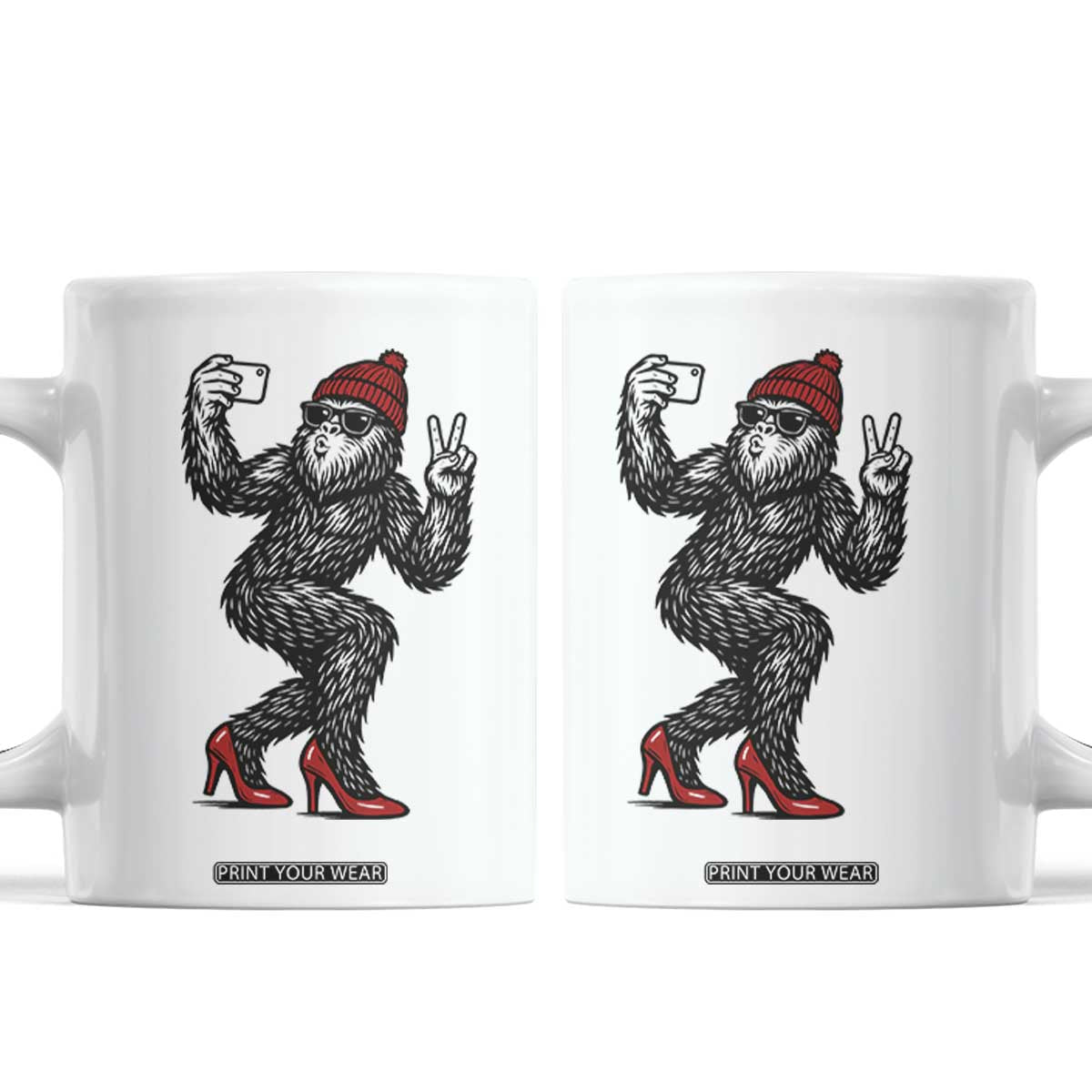 Funny Sexy Bigfoot Selfie Coffee Mug Sasquatch Lover Gift TS12 White Print Your Wear