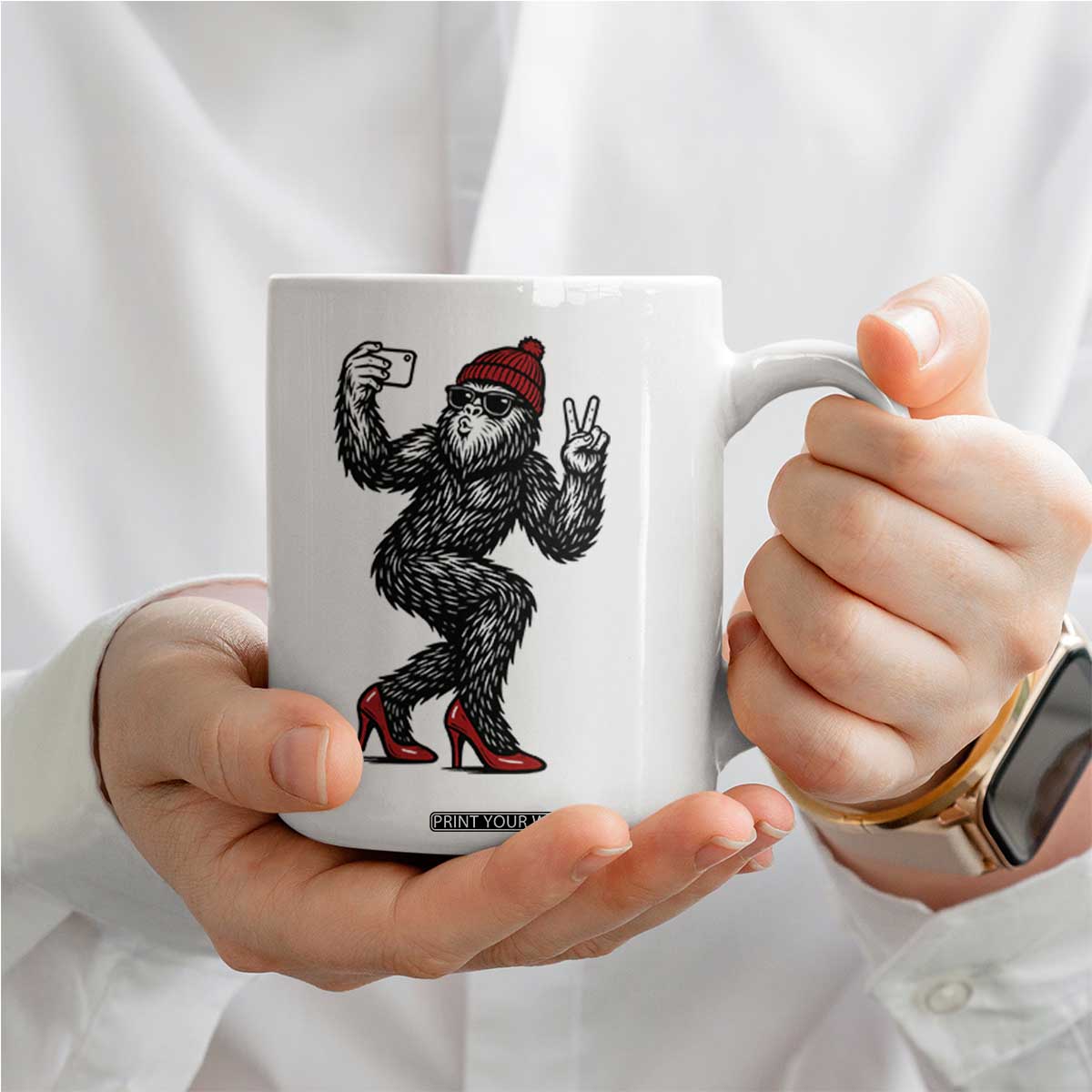 Funny Sexy Bigfoot Selfie Coffee Mug Sasquatch Lover Gift TS12 Print Your Wear
