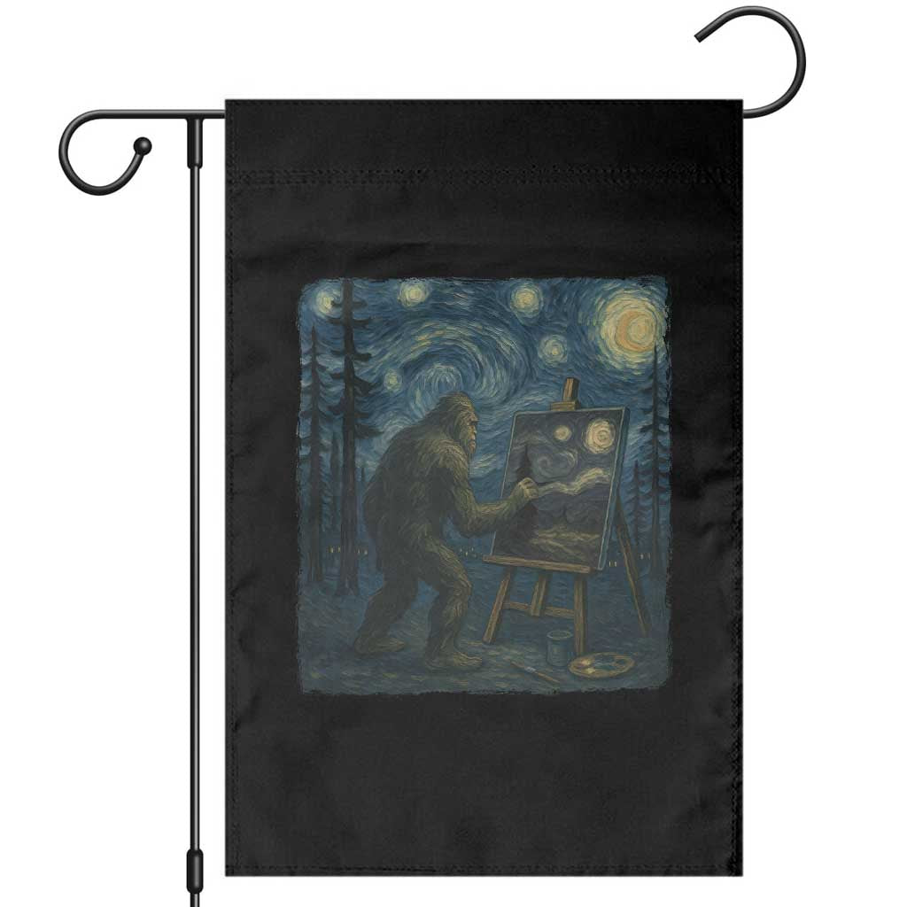 Funny Bigfoot Painting Starry Night Art Parody Gift Garden Flag TS12 Black Print Your Wear