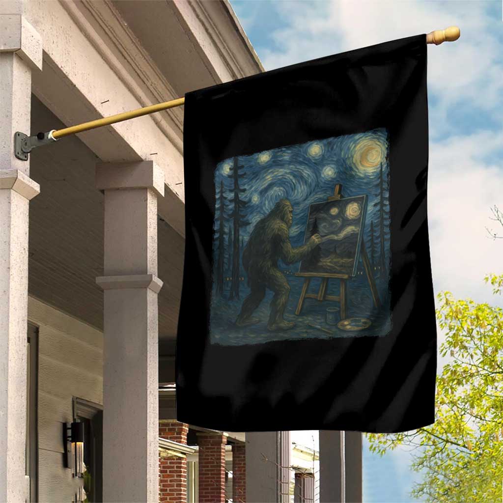 Funny Bigfoot Painting Starry Night Art Parody Gift Garden Flag TS12 Print Your Wear