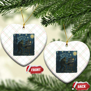 Funny Bigfoot Painting Starry Night Art Parody Gift Ceramic Ornament TS12 Print Your Wear