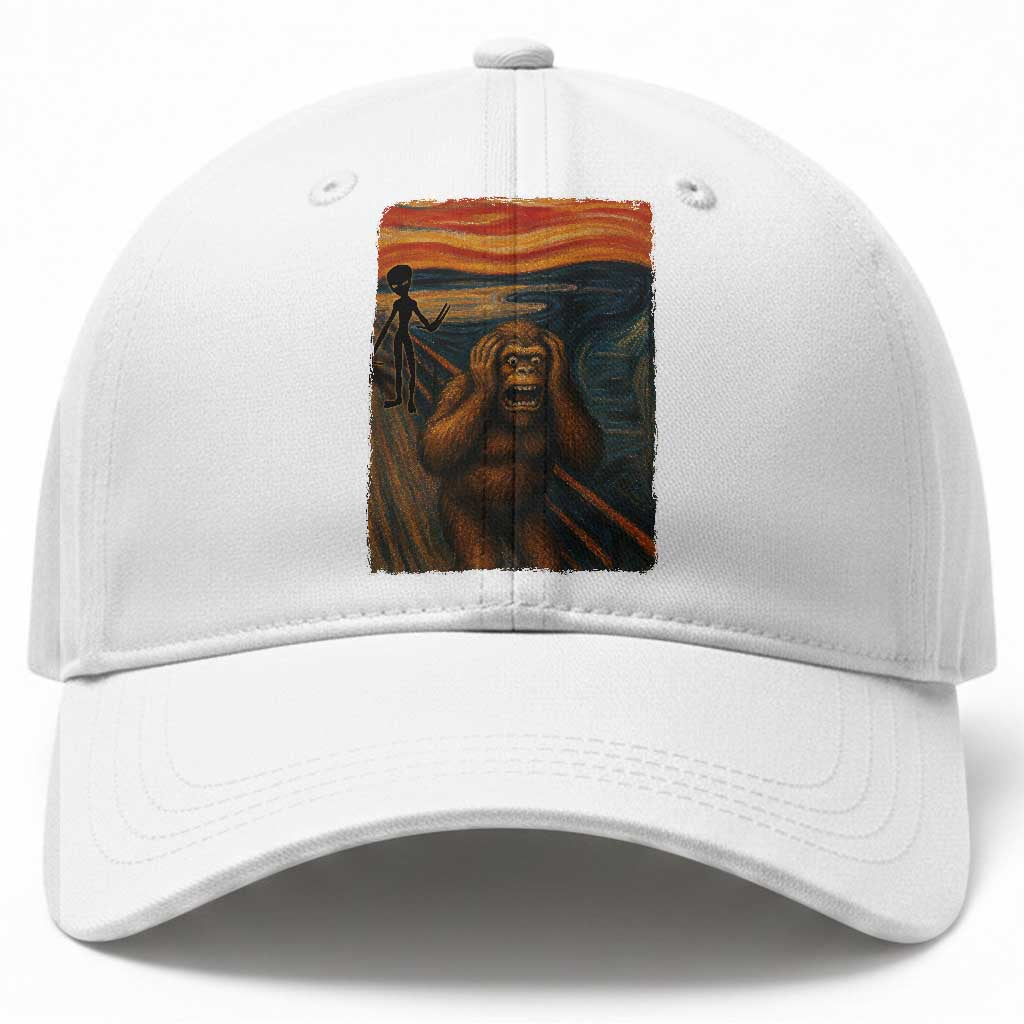 Funny Bigfoot And Alien Baseball Cap Parody The Scream Art Meme Gift TS12 Print Your Wear