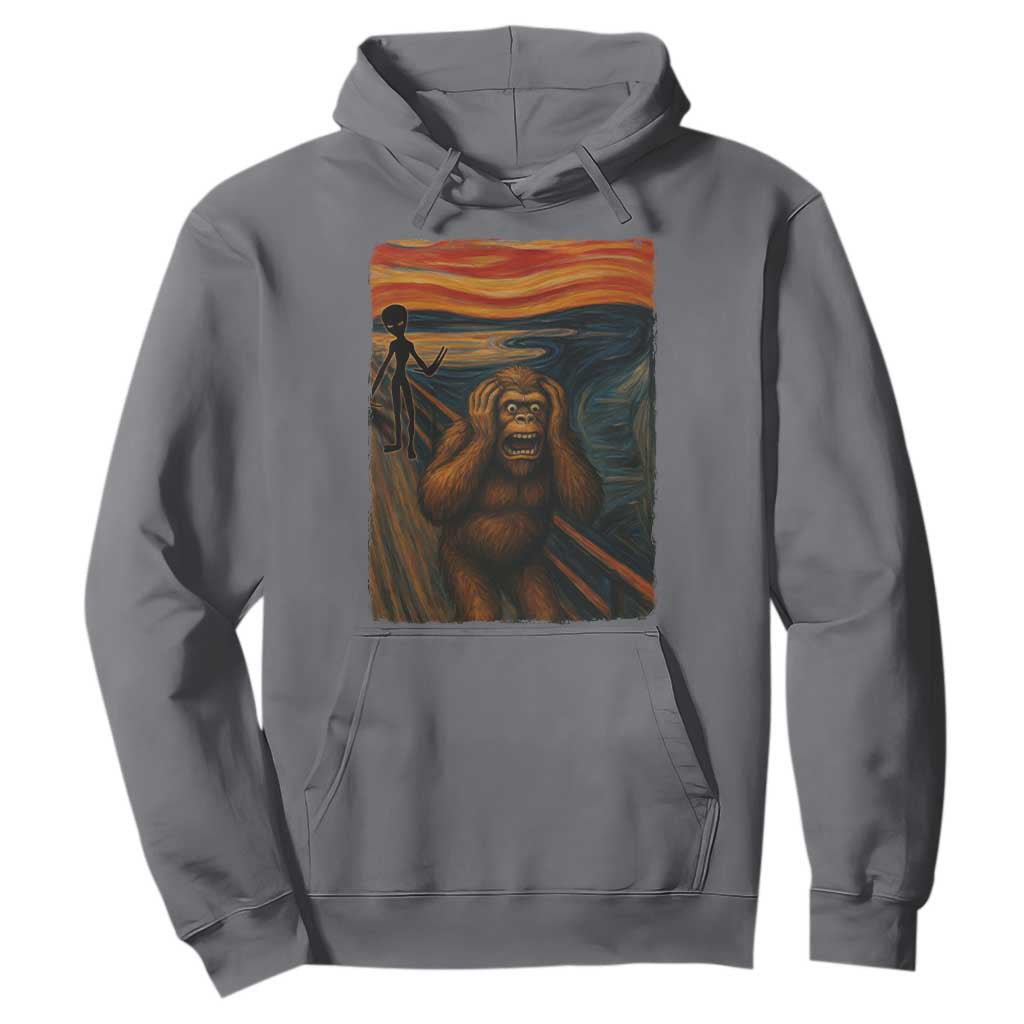 Funny Bigfoot And Alien Hoodie Parody The Scream Art Meme Gift TS12 Charcoal Print Your Wear