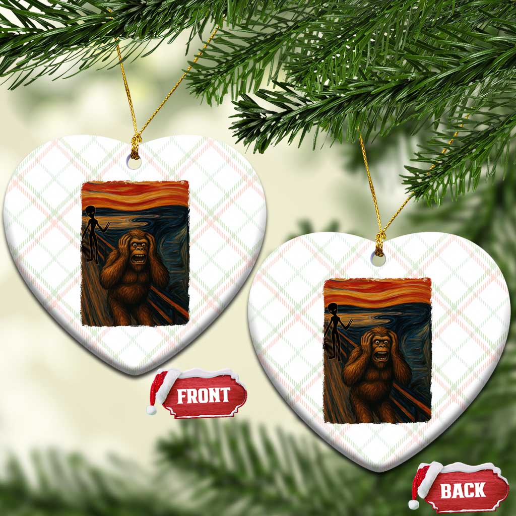 Funny Bigfoot And Alien Ceramic Ornament Parody The Scream Art Meme Gift TS12 Print Your Wear
