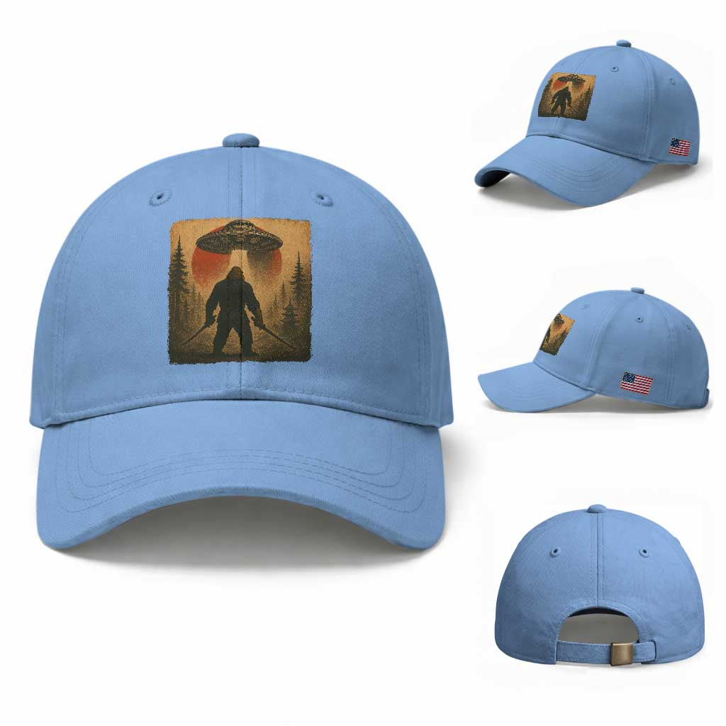 Samurai Bigfoot Baseball Cap Japanese Vintage Ukiyoe Style TS12 Baseball Cap Universal Fit Light Blue Print Your Wear