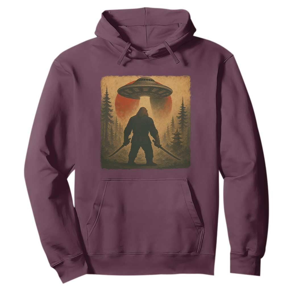 Samurai Bigfoot Hoodie Japanese Vintage Ukiyoe Style TS12 Maroon Print Your Wear