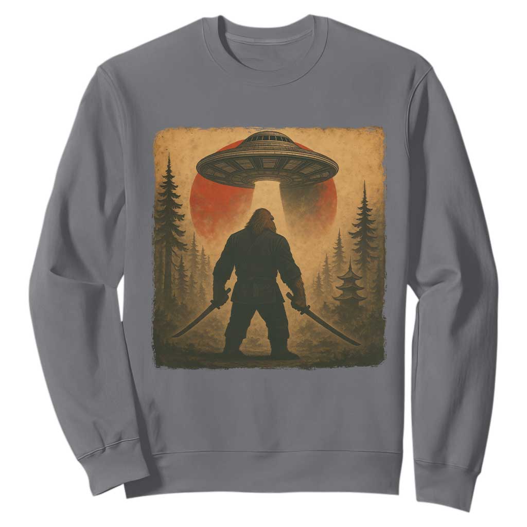 Samurai Bigfoot Sweatshirt Japanese Vintage Ukiyoe Style TS12 Charcoal Print Your Wear