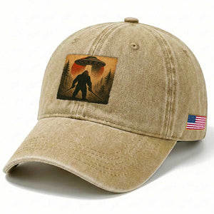 Samurai Bigfoot Washed Cotton Baseball Cap Japanese Vintage Ukiyoe Style TS12 Print Your Wear