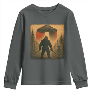 Samurai Bigfoot Youth Sweatshirt Japanese Vintage Ukiyoe Style TS12 Dark Heather Print Your Wear
