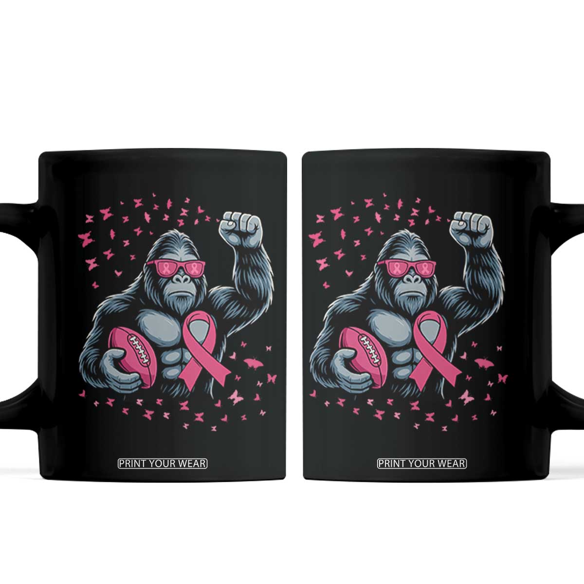 Funny Bigfoot Football Coffee Mug Breast Cancer Awareness Gift TS12 Black Print Your Wear
