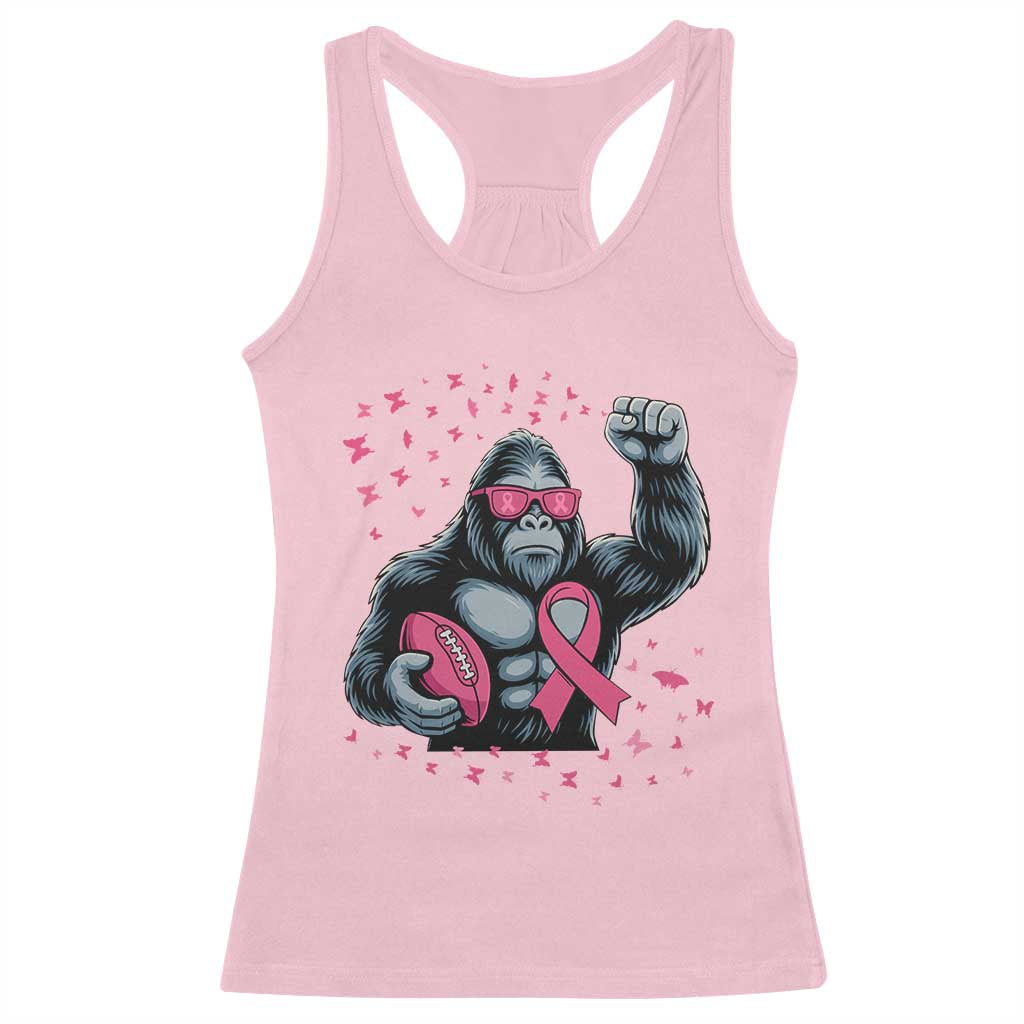 Funny Bigfoot Football Racerback Tank Top Breast Cancer Awareness Gift TS12 Light Pink Print Your Wear