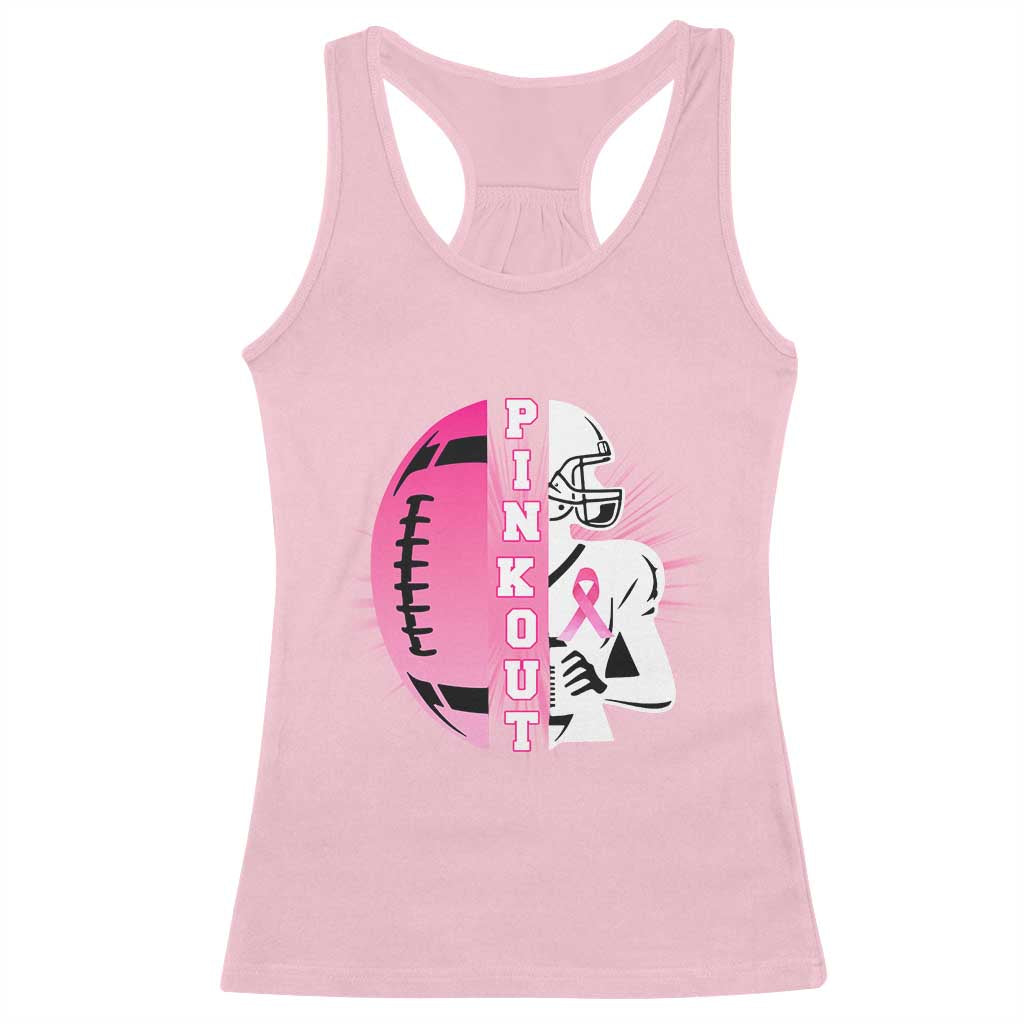 Pink Out Game Day Football Racerback Tank Top Breast Cancer Support TS12 Light Pink Print Your Wear