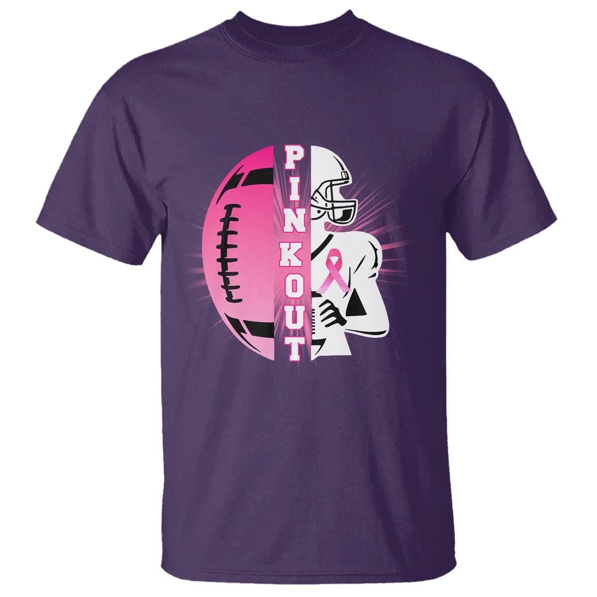 Pink Out Game Day Football T Shirt Breast Cancer Support TS12 Purple Print Your Wear