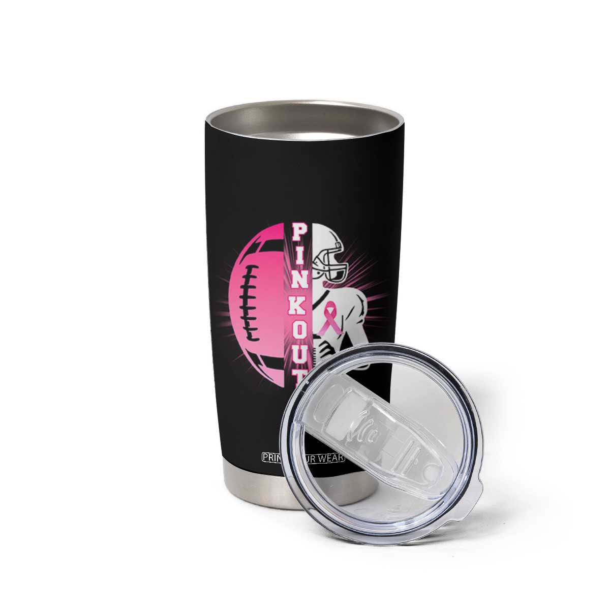 Pink Out Game Day Football Tumbler Cup Breast Cancer Support TS12 Print Your Wear