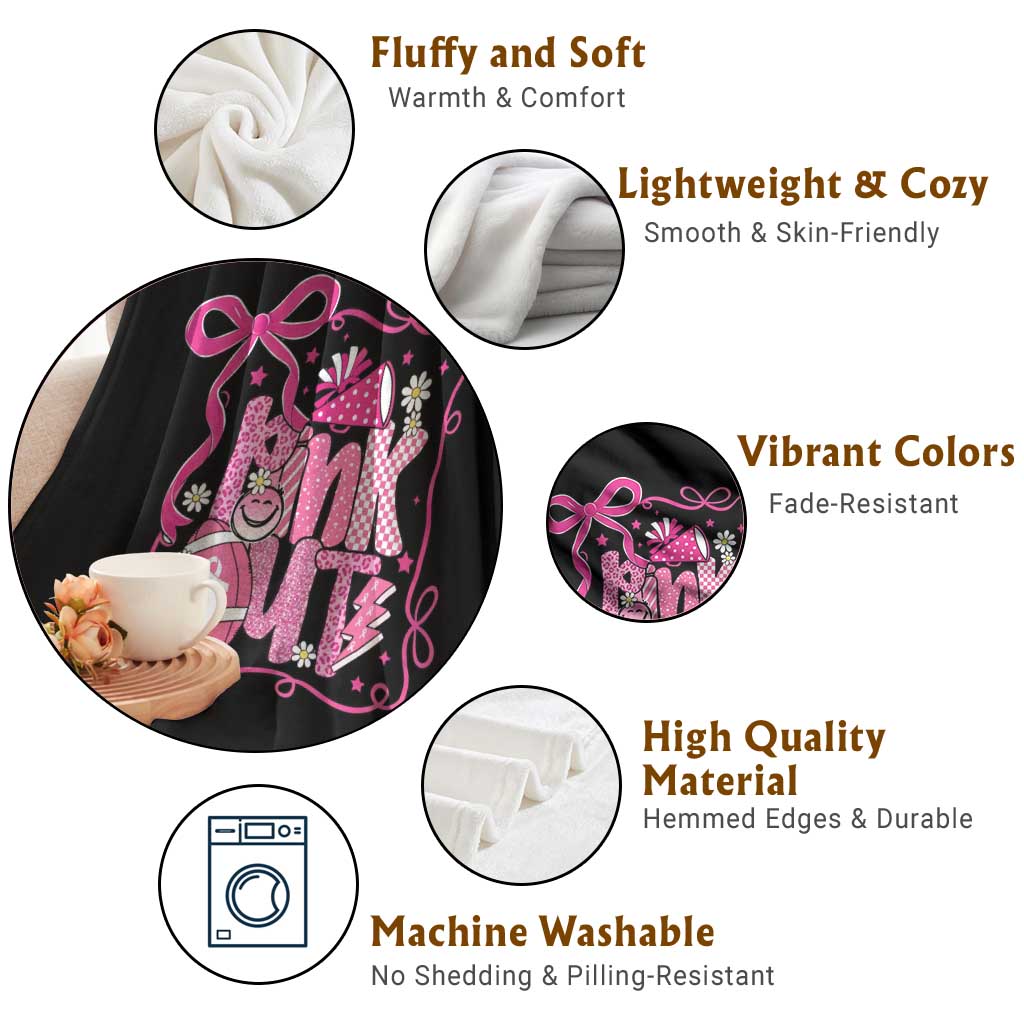 Pink Out Throw Blanket Football Support Breast Cancer Gift TS12 Print Your Wear