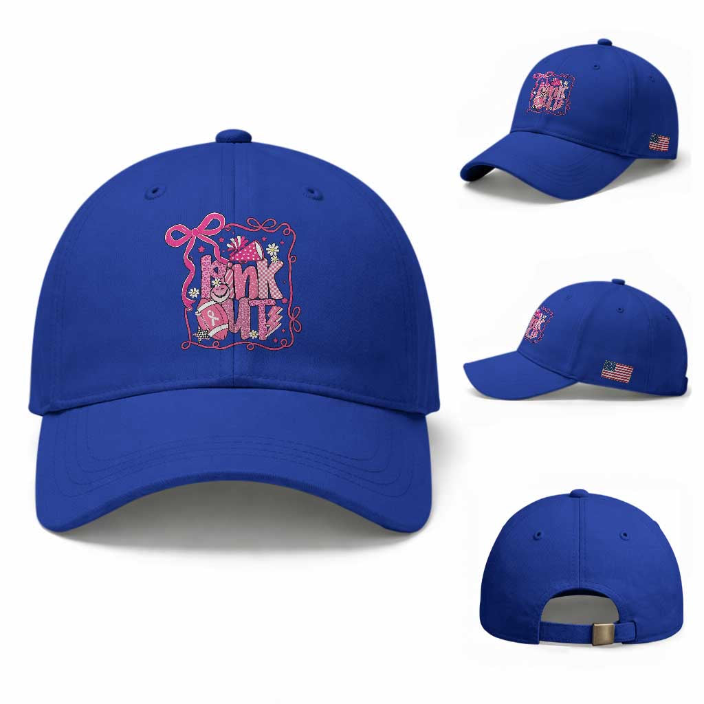 Pink Out Baseball Cap Football Support Breast Cancer Gift TS12 Baseball Cap Universal Fit Royal Blue Print Your Wear