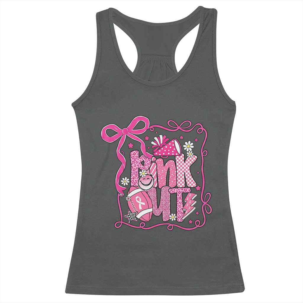Pink Out Racerback Tank Top Football Support Breast Cancer Gift TS12 Dark Heather Print Your Wear
