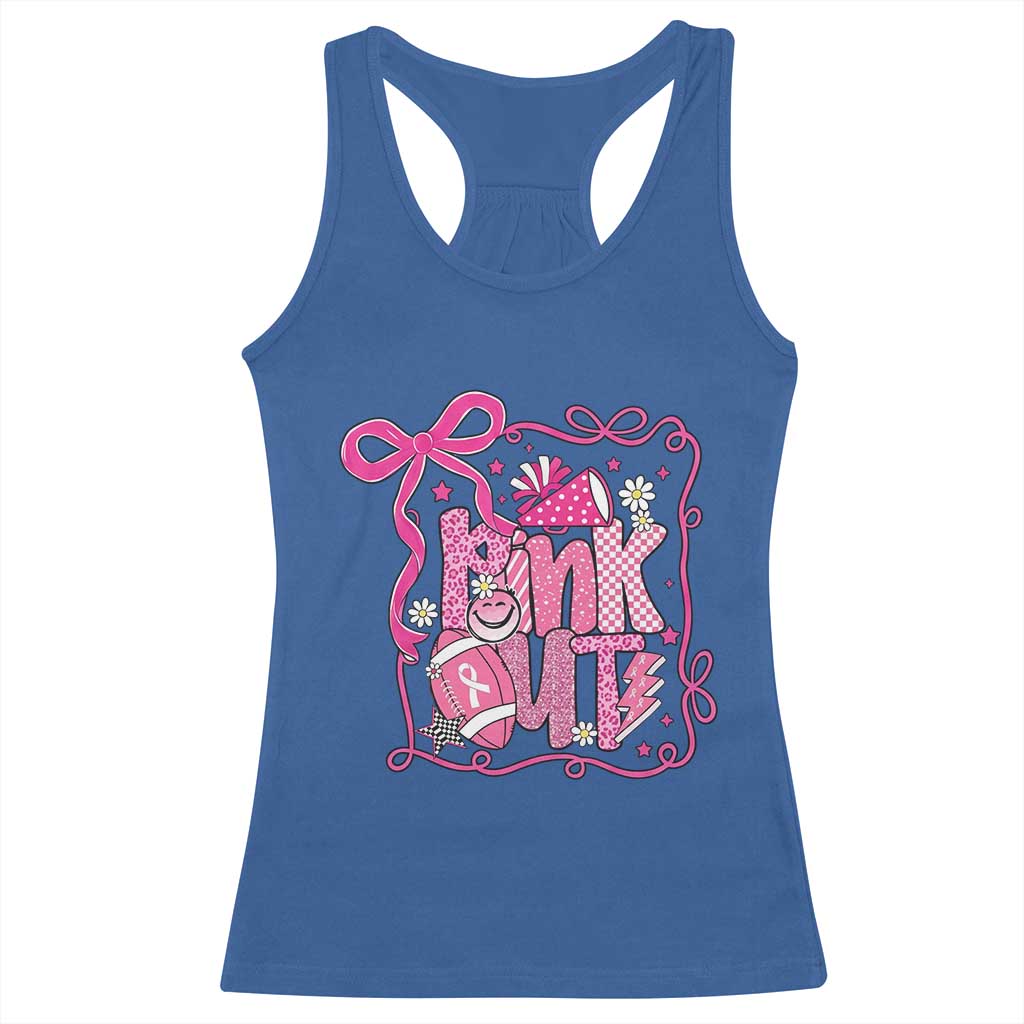 Pink Out Racerback Tank Top Football Support Breast Cancer Gift TS12 Royal Blue Print Your Wear