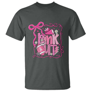 Pink Out T Shirt Football Support Breast Cancer Gift TS12 Dark Heather Print Your Wear