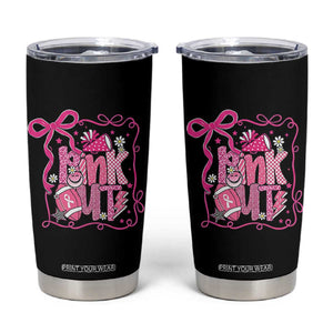 Pink Out Tumbler Cup Football Support Breast Cancer Gift TS12 Black Print Your Wear