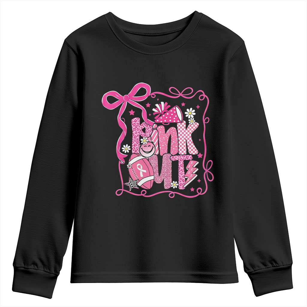 Pink Out Youth Sweatshirt Football Support Breast Cancer Gift TS12 Black Print Your Wear
