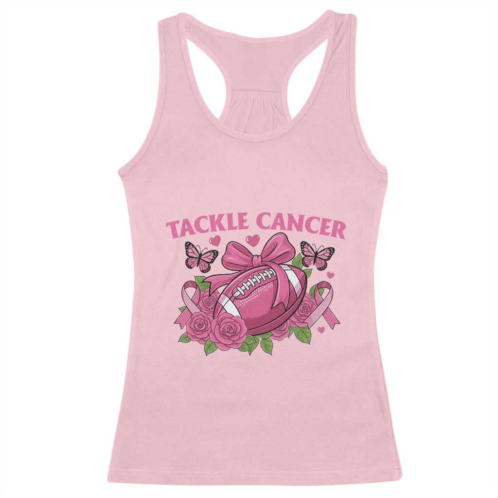 Tackle Cancer Racerback Tank Top Football Breast Cancer Awareness Pink Ribbon TS12 Light Pink Print Your Wear