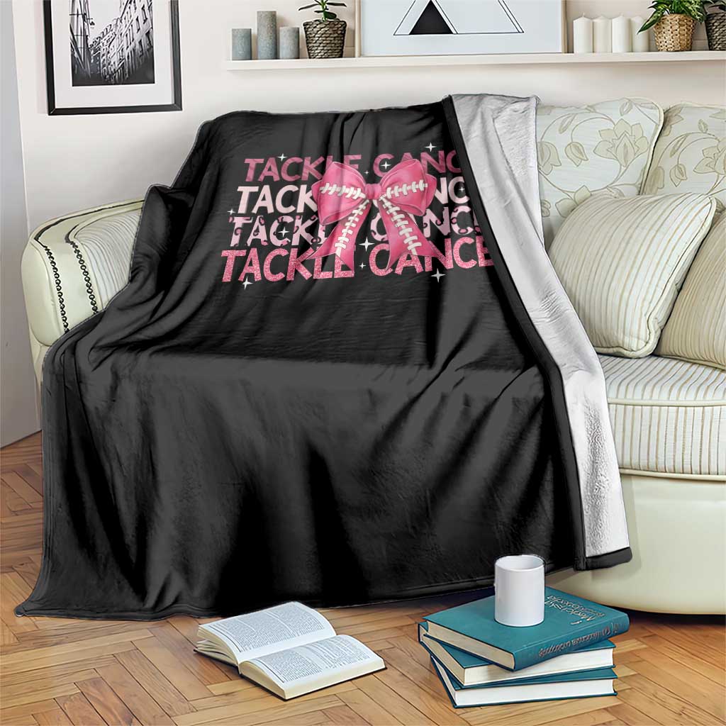 October Tackle Cancer Football Breast Cancer Awareness Throw Blanket TS12 Print Your Wear