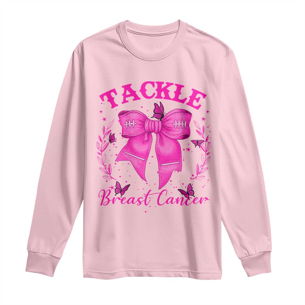 Tackle Breast Cancer Long Sleeve Shirt Support Fight Faith Pink Ribbon TS12 Light Pink Print Your Wear