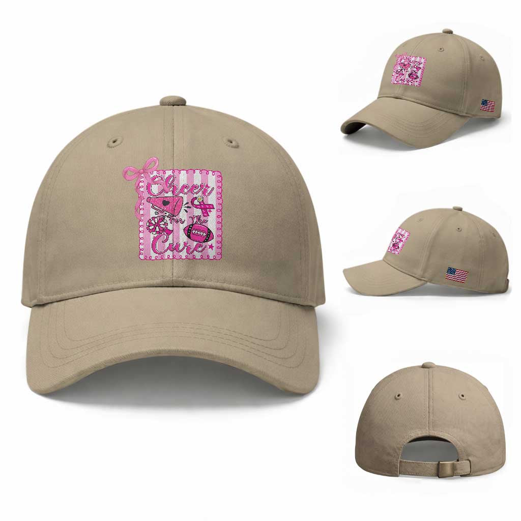 Cheer For The Cure Baseball Cap Breast Cancer Awareness Football Gift TS12 Baseball Cap Universal Fit Khaki Print Your Wear