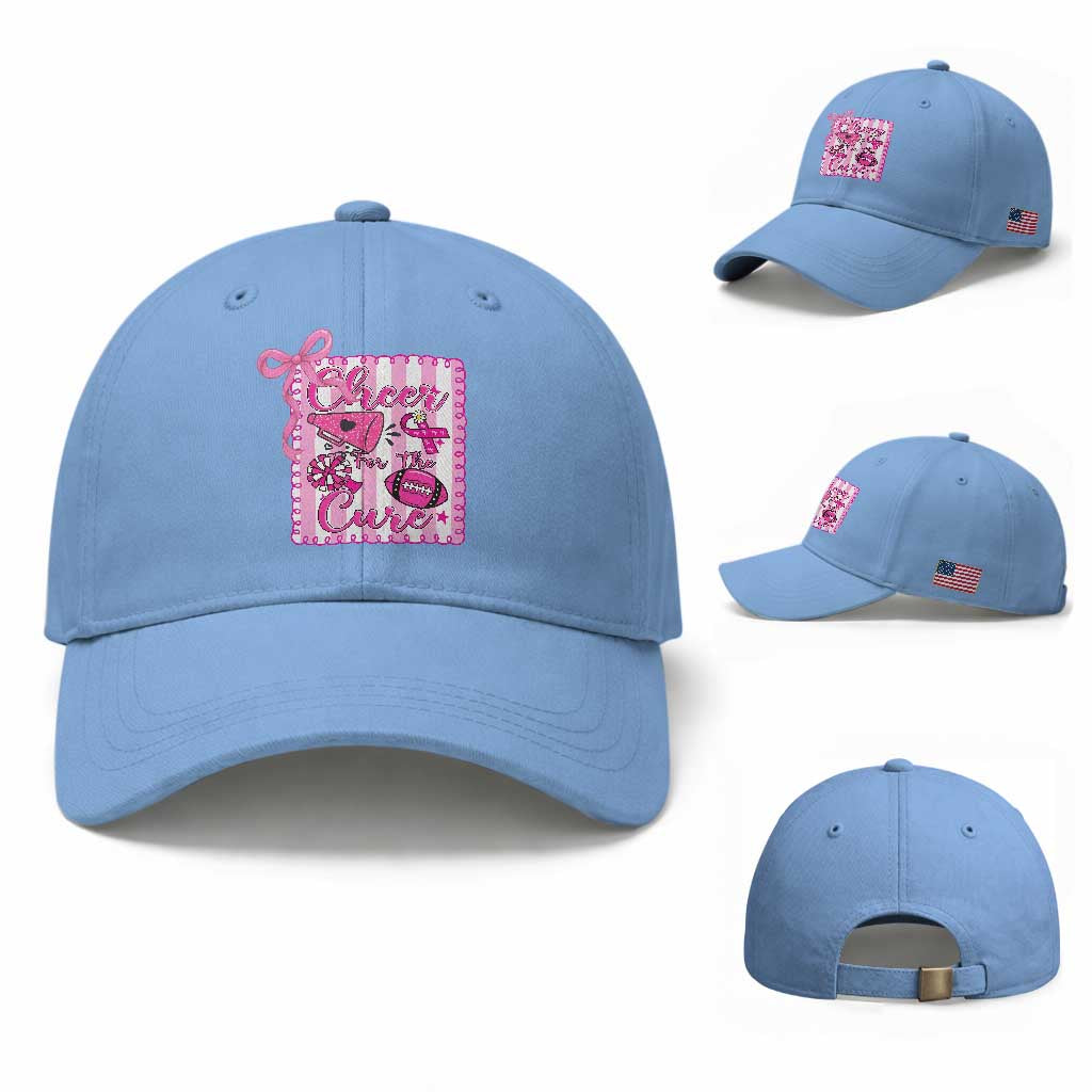 Cheer For The Cure Baseball Cap Breast Cancer Awareness Football Gift TS12 Baseball Cap Universal Fit Light Blue Print Your Wear