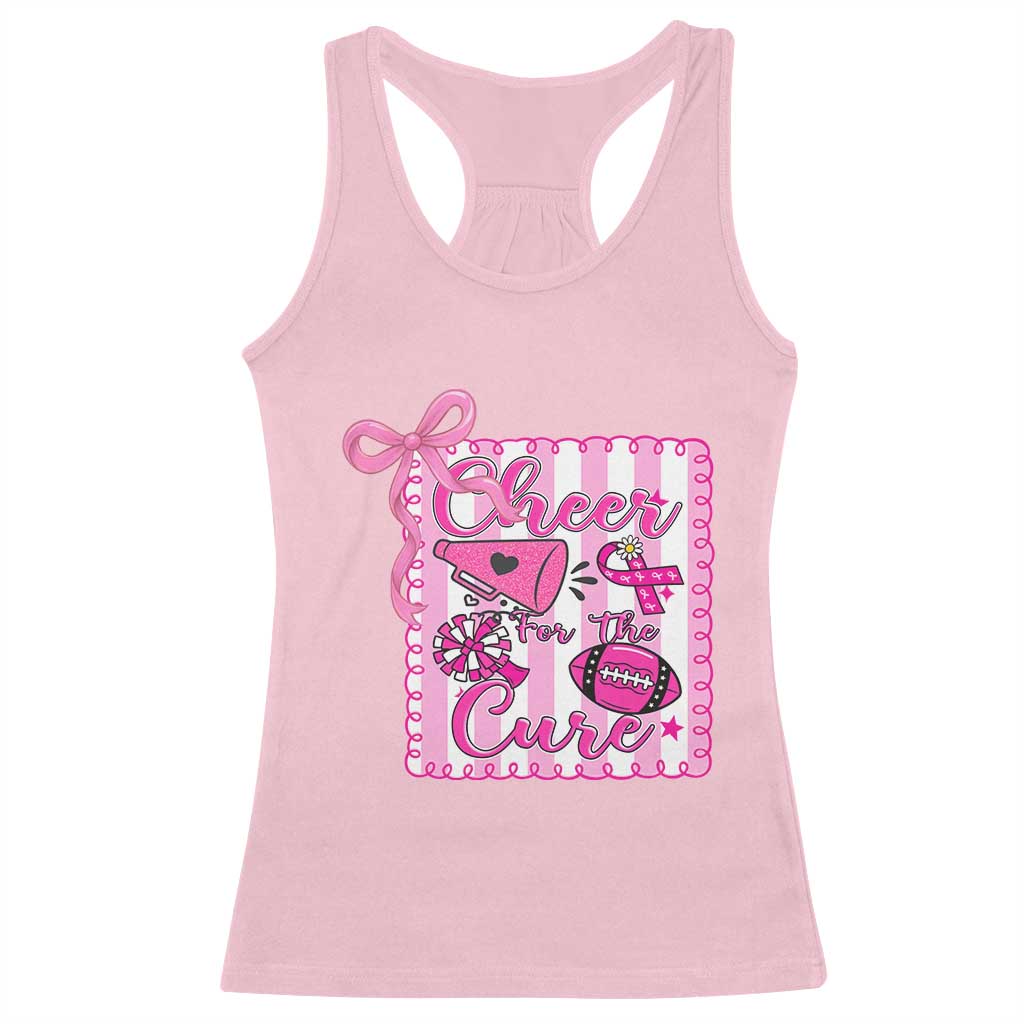 Cheer For The Cure Racerback Tank Top Breast Cancer Awareness Football Gift TS12 Light Pink Print Your Wear