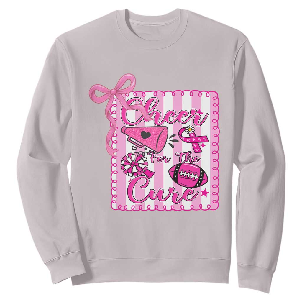 Cheer For The Cure Sweatshirt Breast Cancer Awareness Football Gift TS12 Ice Gray Print Your Wear
